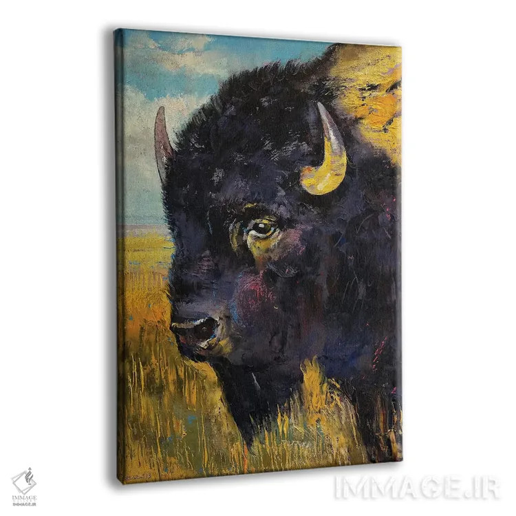 تابلو دکوراتیو گاومیش آمریکایی اثر مایکل کریس - نمای پرسپکتیو محصول