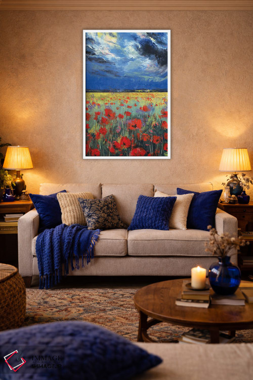 تابلو دکوراتیو شقایق ها زیر نور ماه اثر مایکل کریس - D2W