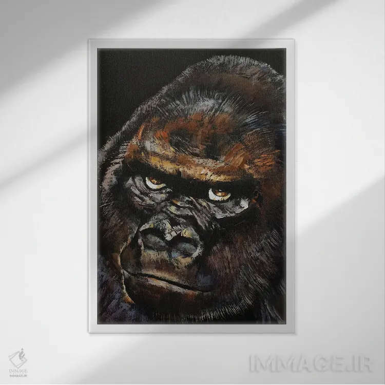 تابلو دکوراتیو گوریل اثر مایکل کریس - نمای قابدار سفید