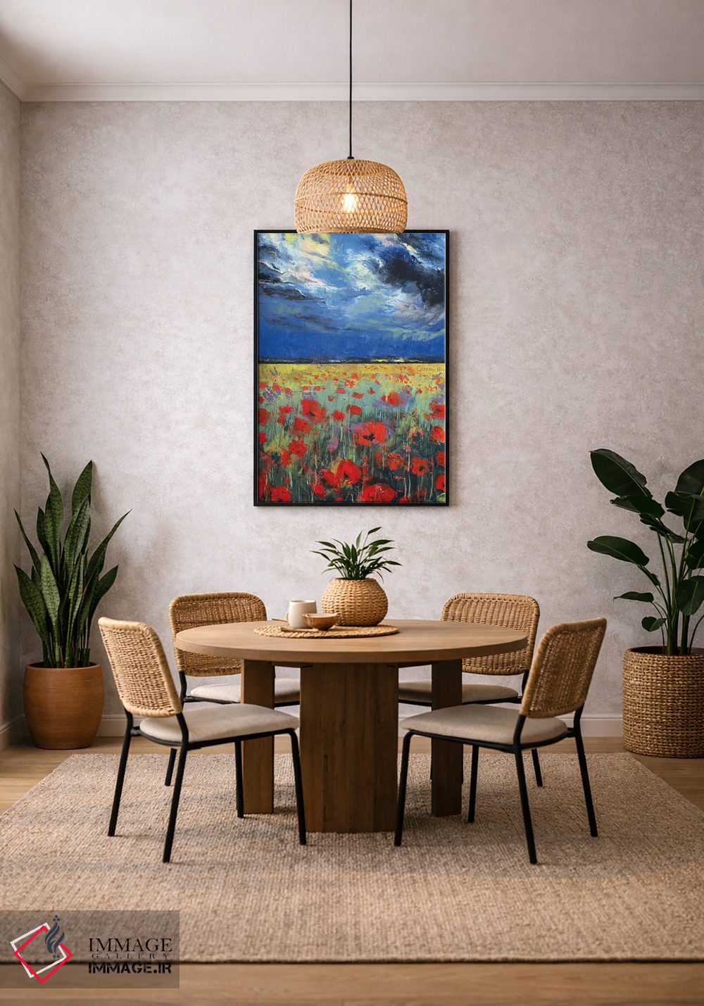 تابلو دکوراتیو شقایق ها زیر نور ماه اثر مایکل کریس - D4B