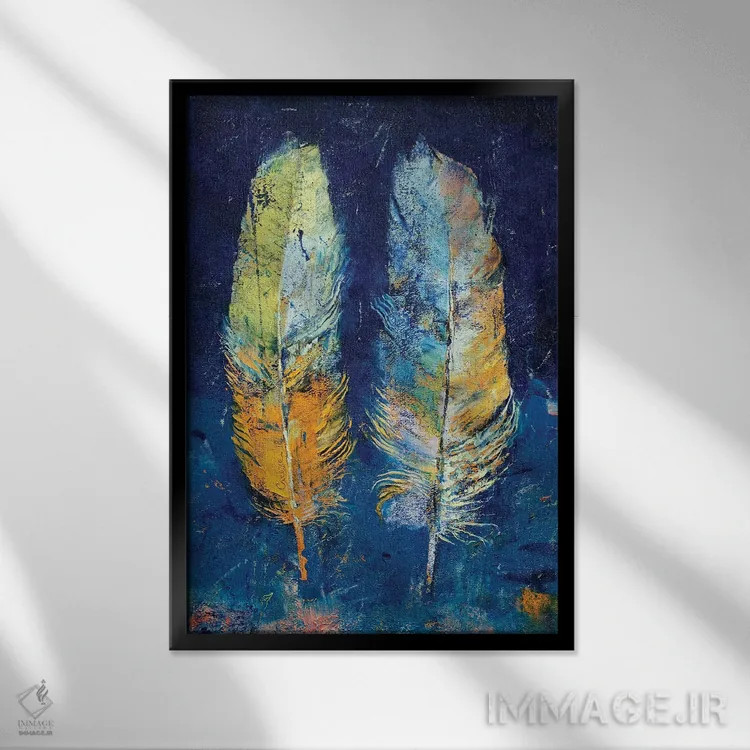 تابلو دکوراتیو پرها اثر مایکل کریس - نمای قابدار مشکی