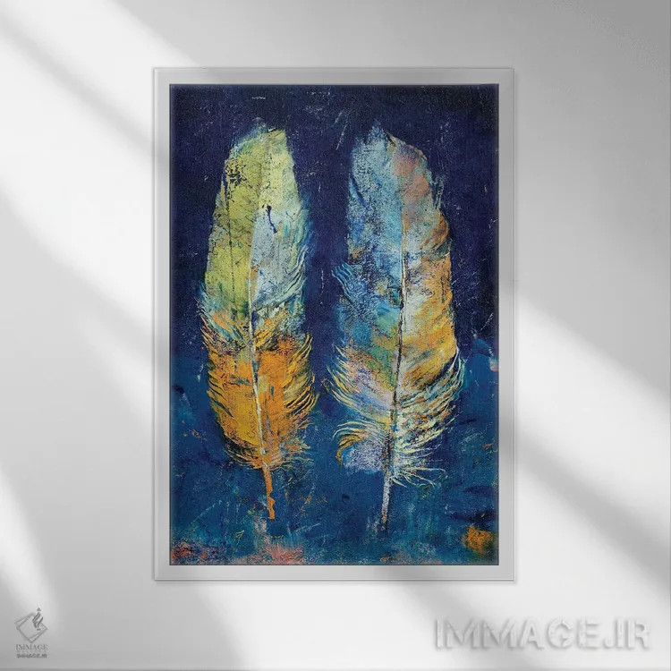 تابلو دکوراتیو پرها اثر مایکل کریس - نمای قابدار سفید