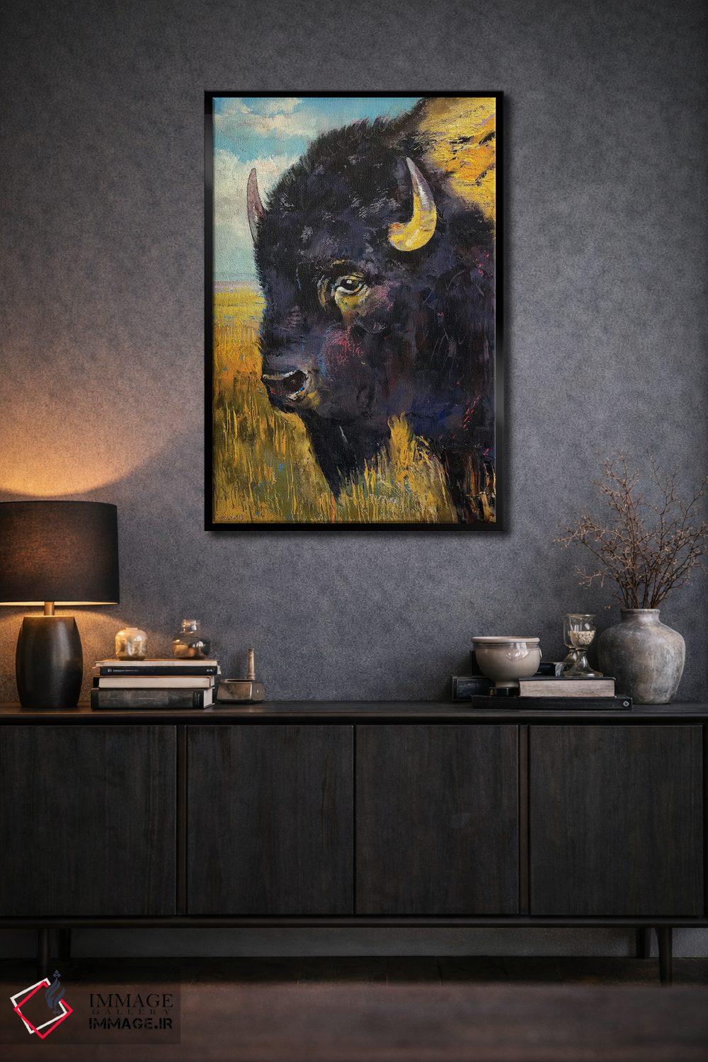 تابلو دکوراتیو گاومیش آمریکایی اثر مایکل کریس - D2B