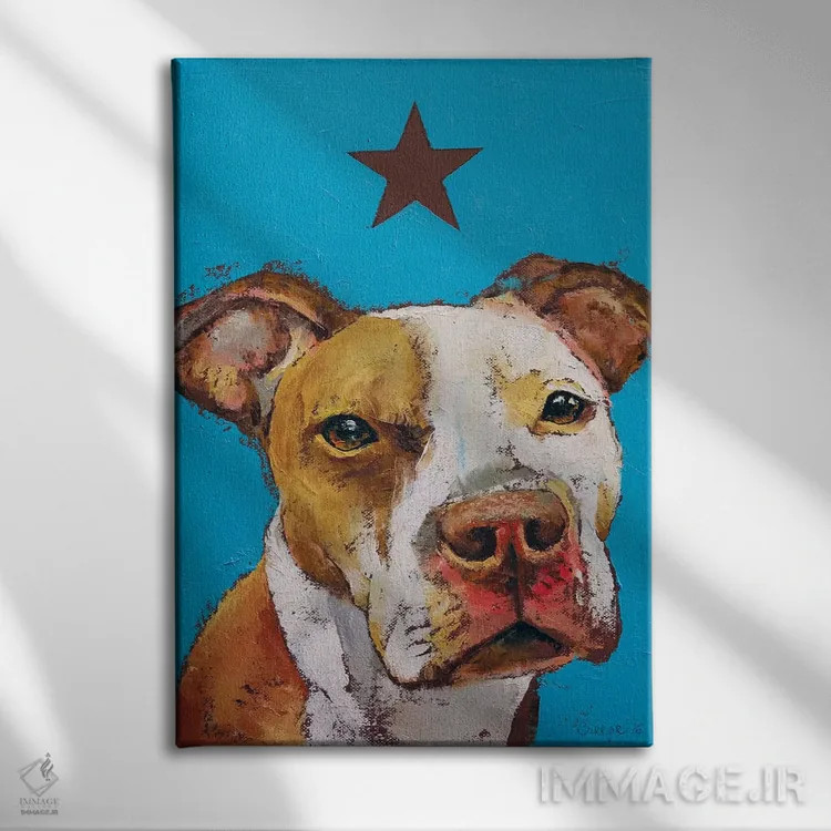 تابلو دکوراتیو پیت بول آمریکایی اثر مایکل کریس - نمای روبهرو روی دیوار