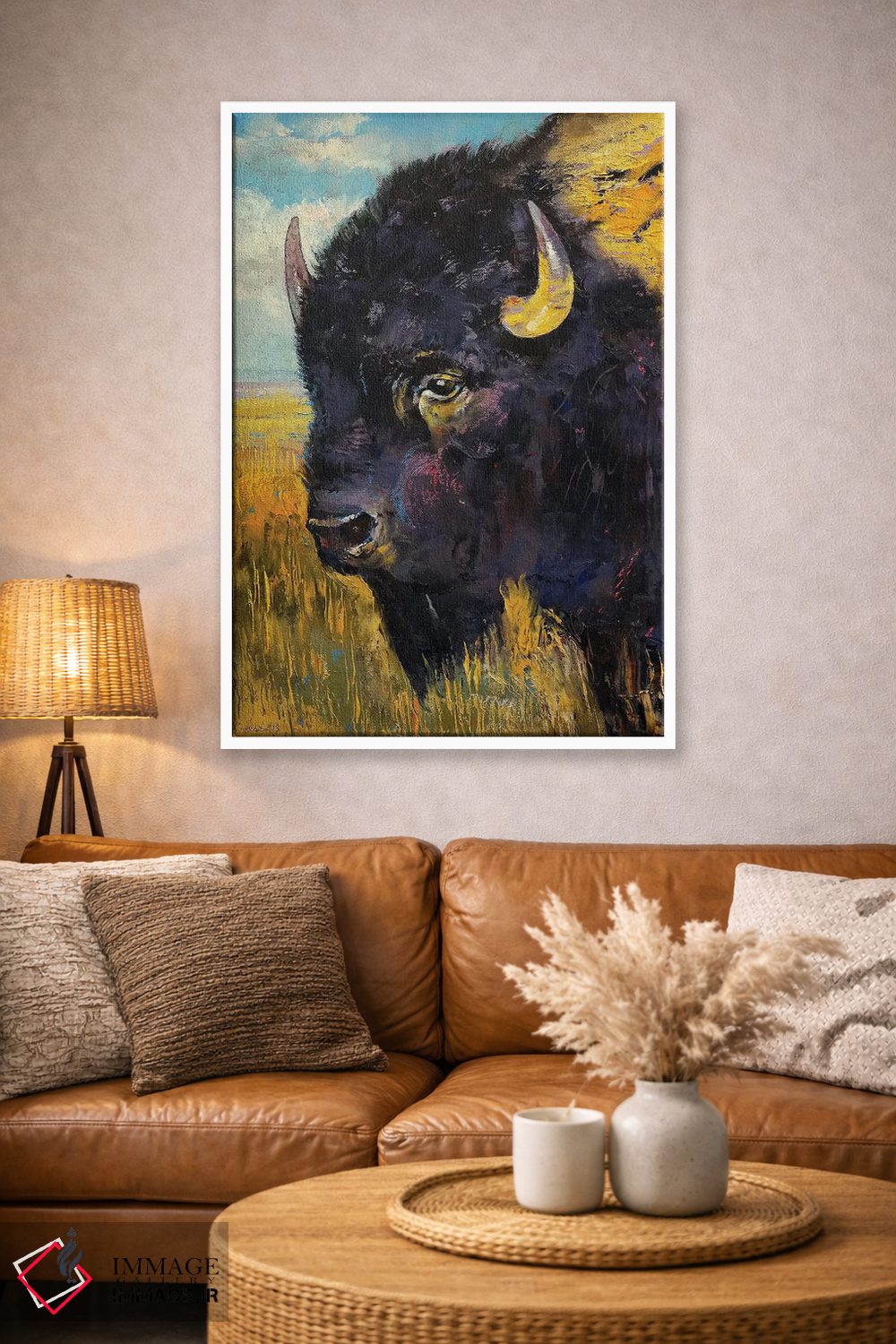 تابلو دکوراتیو گاومیش آمریکایی اثر مایکل کریس - D3W