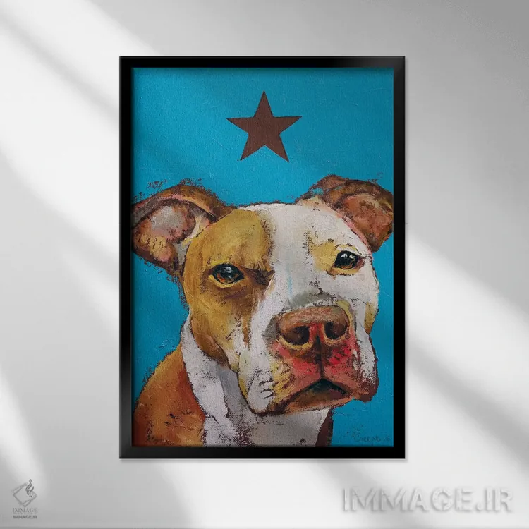 تابلو دکوراتیو پیت بول آمریکایی اثر مایکل کریس - نمای قابدار مشکی