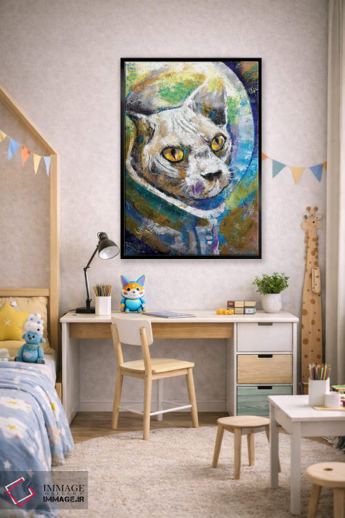 تابلو دکوراتیو گربه فضایی اثر مایکل کریس - D2B