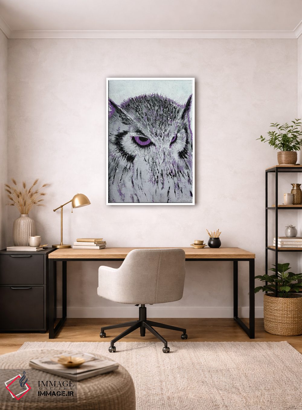 تابلو دکوراتیو جغد بنفش اثر مایکل کریس - D2W