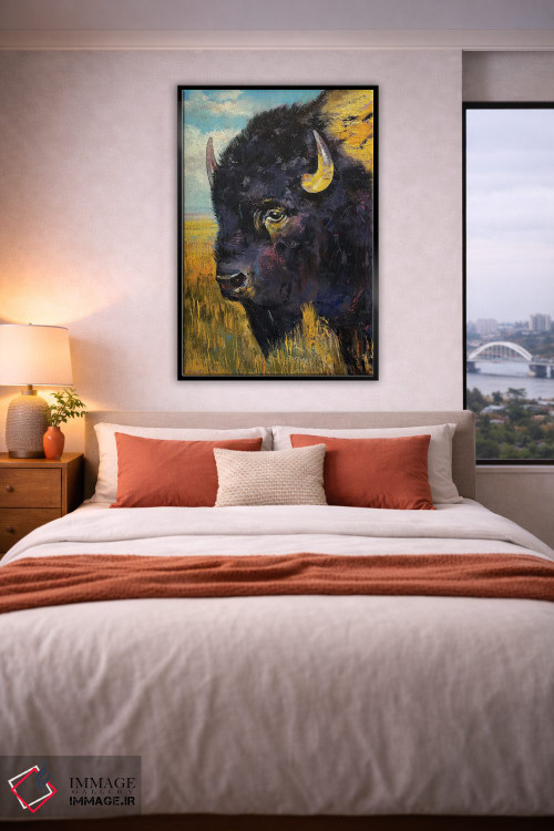 تابلو دکوراتیو گاومیش آمریکایی اثر مایکل کریس - D5B