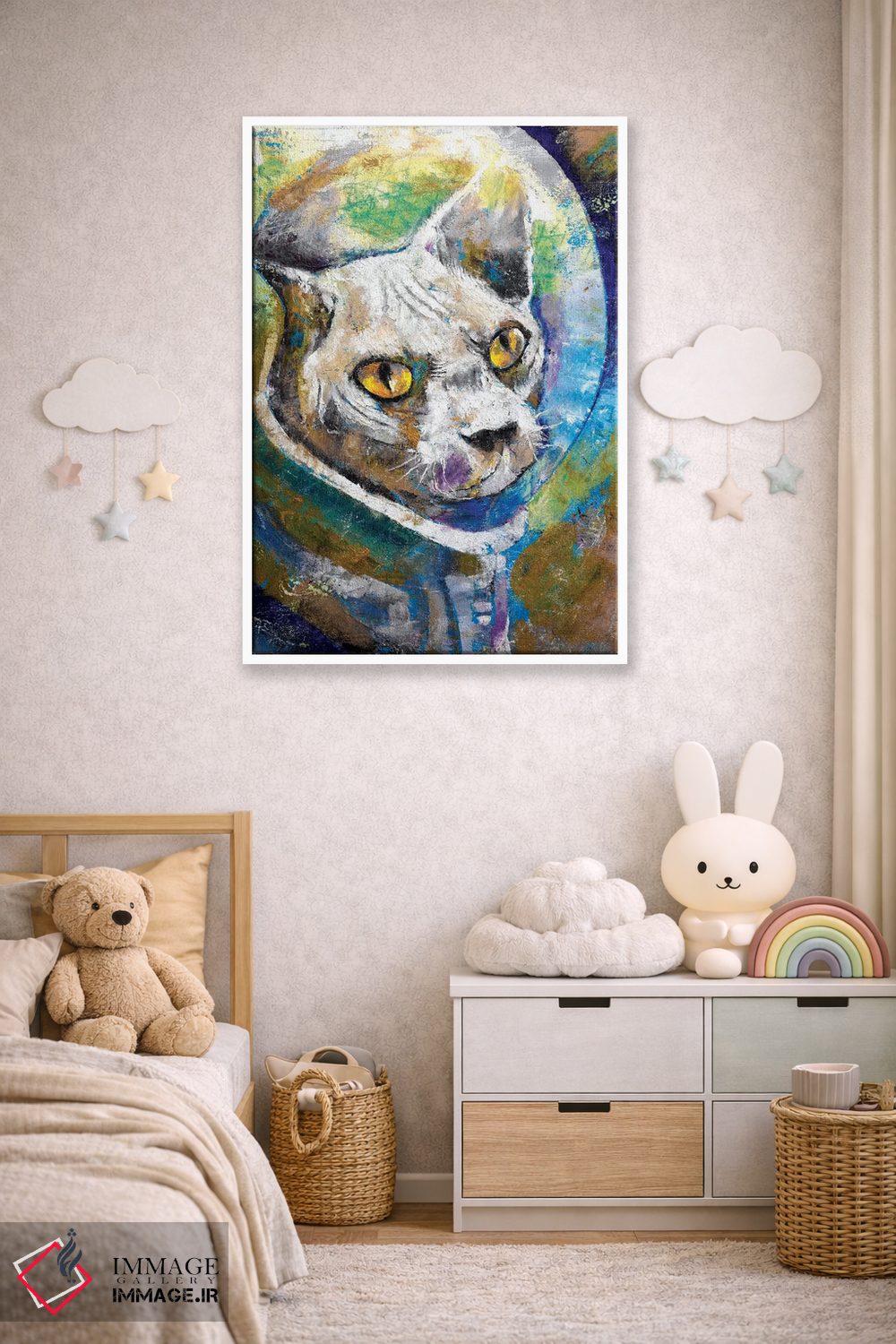 تابلو دکوراتیو گربه فضایی اثر مایکل کریس - D4W