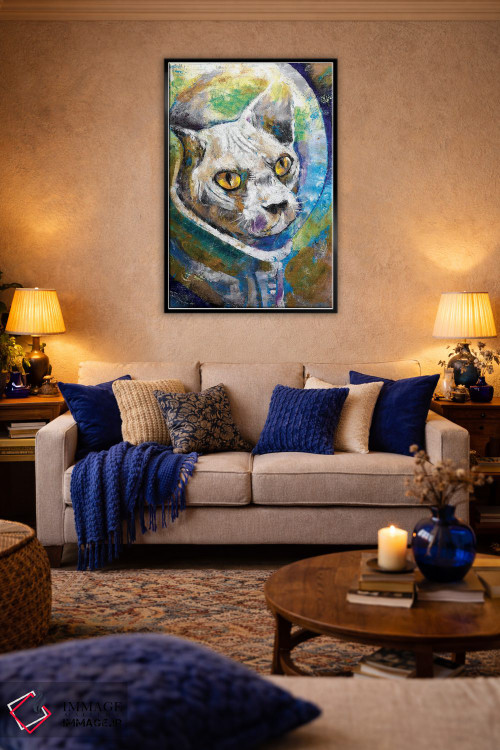 تابلو دکوراتیو گربه فضایی اثر مایکل کریس - D6B