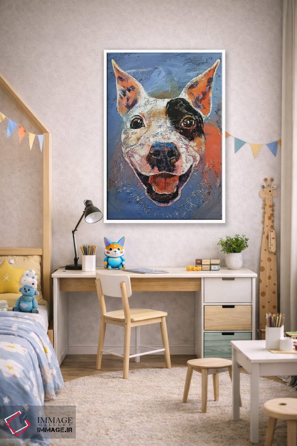 تابلو دکوراتیو پیت بول خوشحال اثر مایکل کریس - D1W