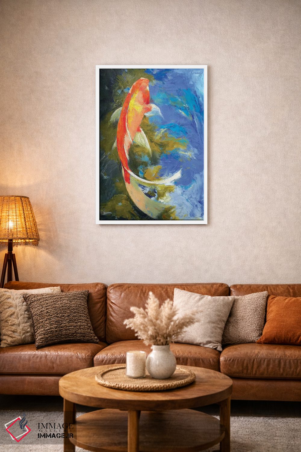 تابلو دکوراتیو نقاشی ماهی کوی پروانه ای اثر مایکل کریس - D1W