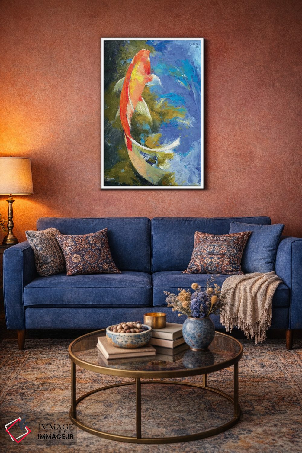 تابلو دکوراتیو نقاشی ماهی کوی پروانه ای اثر مایکل کریس - D2W