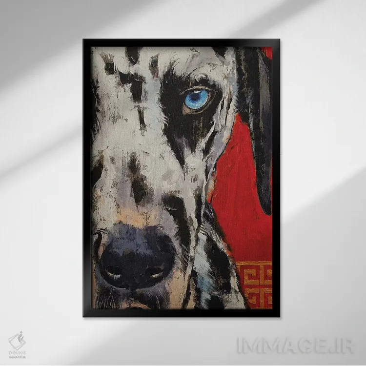 تابلو دکوراتیو دالماتین اثر مایکل کریس - نمای قابدار مشکی