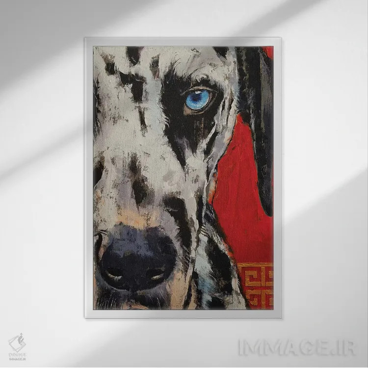 تابلو دکوراتیو دالماتین اثر مایکل کریس - نمای قابدار سفید