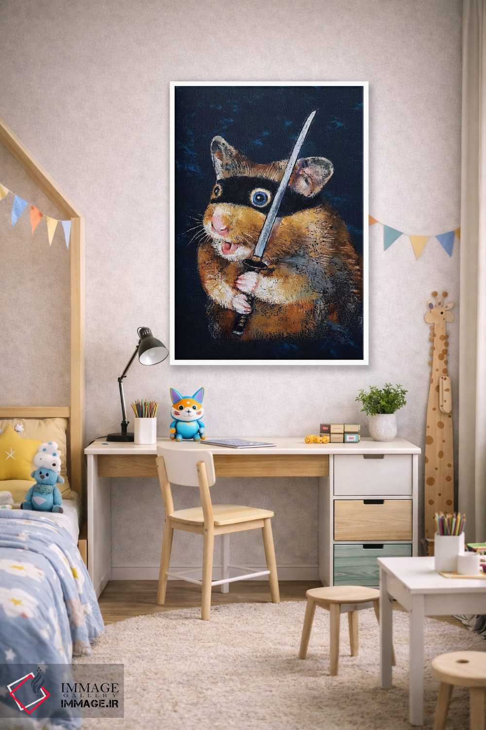 تابلو دکوراتیو همستر نینجا اثر مایکل کریس - D1W