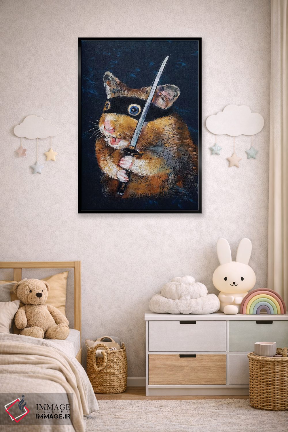 تابلو دکوراتیو همستر نینجا اثر مایکل کریس - D6B