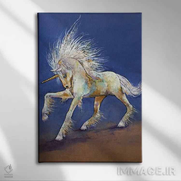 تابلو دکوراتیو تک شاخ کوچولو اثر مایکل کریس - نمای روبهرو روی دیوار