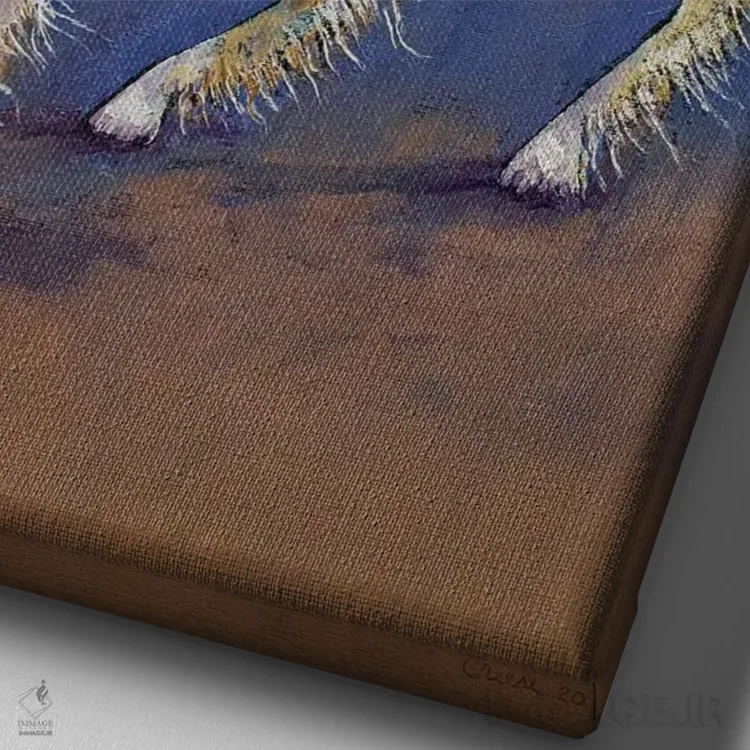 تابلو دکوراتیو تک شاخ کوچولو اثر مایکل کریس - نمای نزدیک بافت بوم