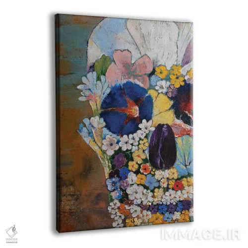 تابلو دکوراتیو جمجمه گلدار اثر مایکل کریس - نمای پرسپکتیو محصول