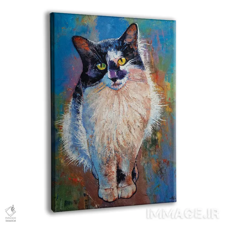 تابلو دکوراتیو گربه سیاه و سفید اثر مایکل کریس - نمای پرسپکتیو محصول