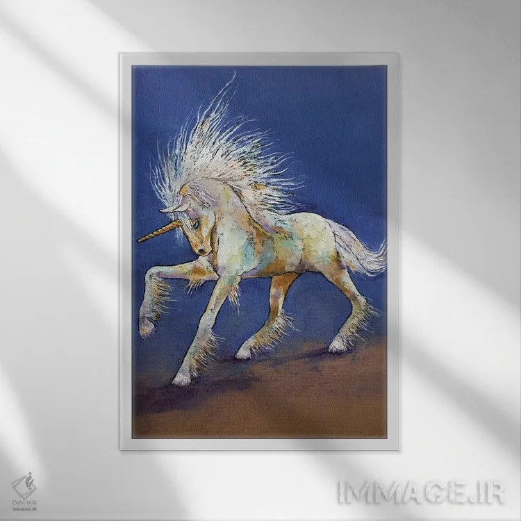 تابلو دکوراتیو تک شاخ کوچولو اثر مایکل کریس - نمای قابدار سفید