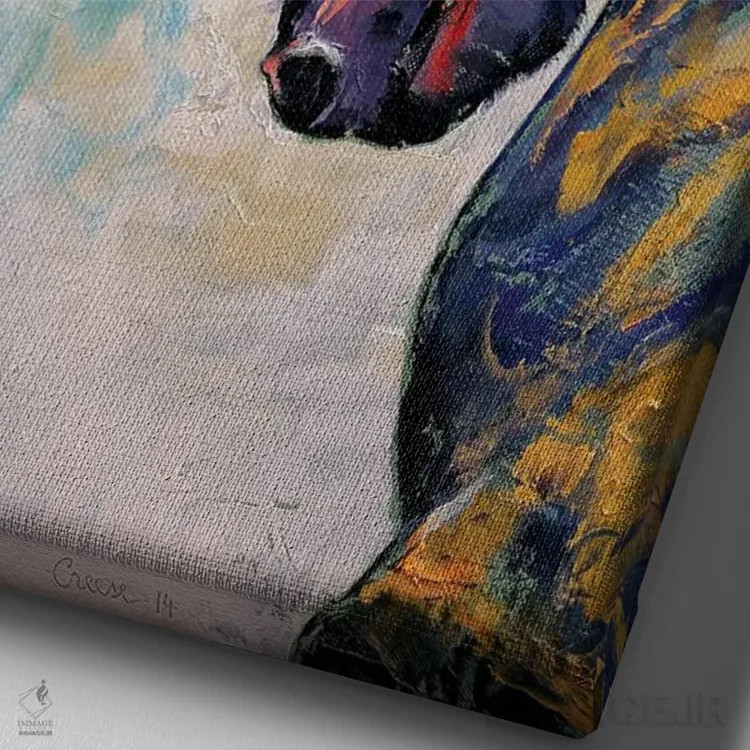 تابلو دکوراتیو تک شاخ تیره اثر مایکل کریس - نمای نزدیک بافت بوم