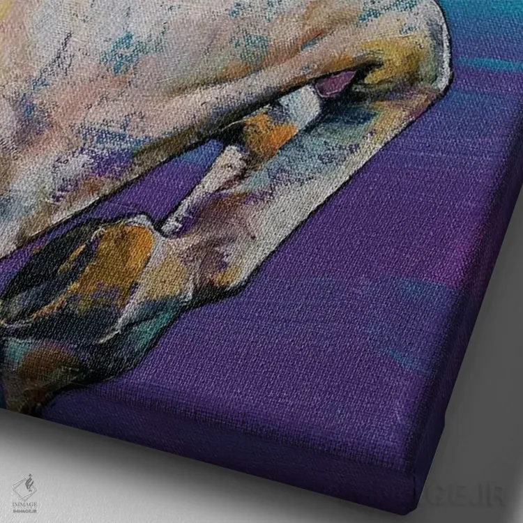 تابلو دکوراتیو تک شاخ سفید اثر مایکل کریس - نمای نزدیک بافت بوم