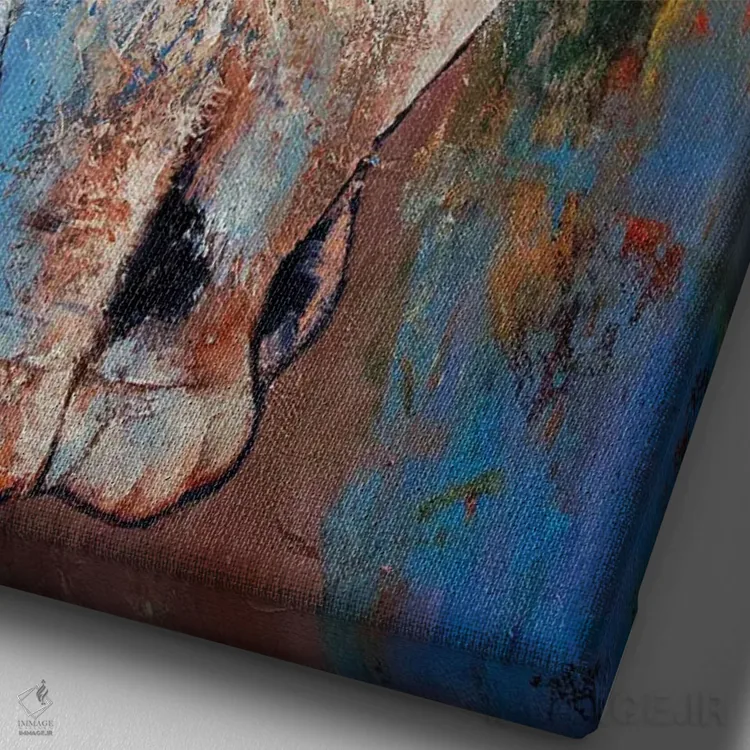 تابلو دکوراتیو گربه سیاه و سفید اثر مایکل کریس - نمای نزدیک بافت بوم