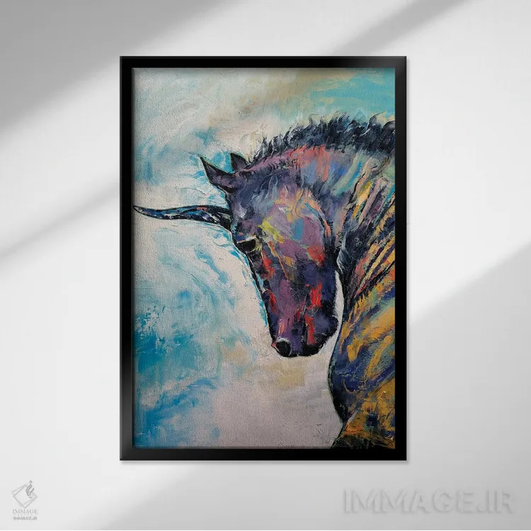 تابلو دکوراتیو تک شاخ تیره اثر مایکل کریس - نمای قابدار مشکی