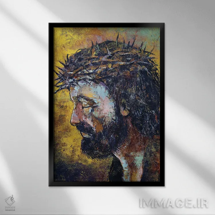 تابلو دکوراتیو عیسی مسیح اثر مایکل کریس - نمای قابدار مشکی