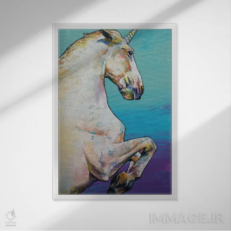 تابلو دکوراتیو تک شاخ سفید اثر مایکل کریس - نمای قابدار سفید