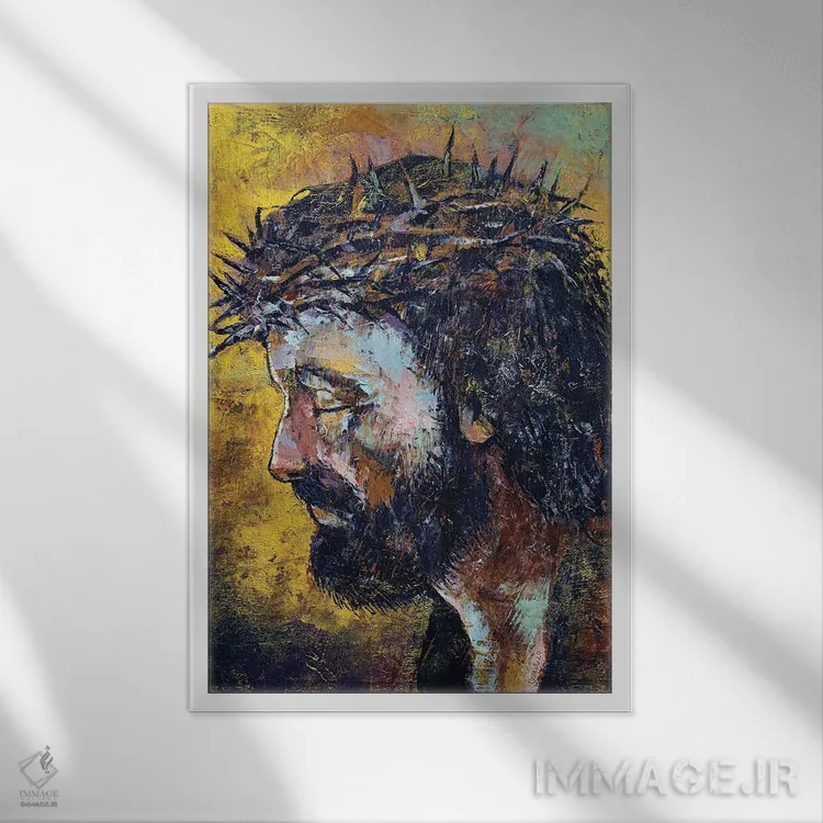 تابلو دکوراتیو عیسی مسیح اثر مایکل کریس - نمای قابدار سفید