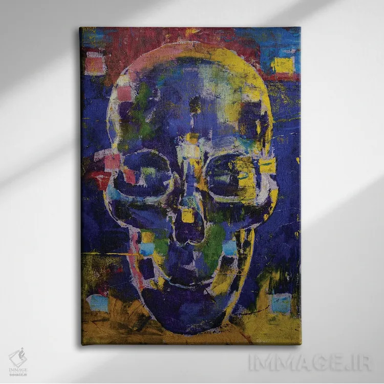 تابلو دکوراتیو جمجمه سایبری اثر مایکل کریس - نمای روبهرو روی دیوار