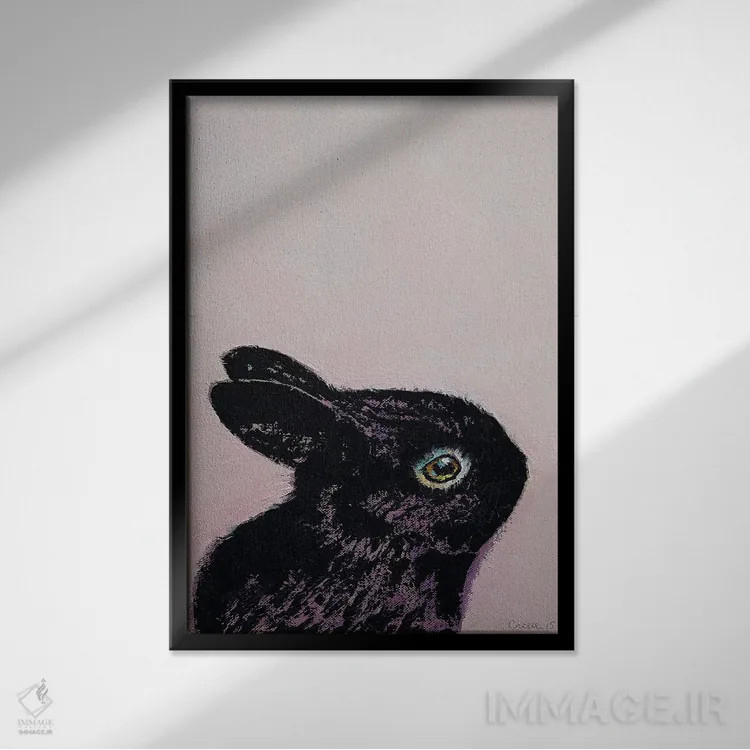 تابلو دکوراتیو خرگوش سیاه اثر مایکل کریس - نمای قابدار مشکی