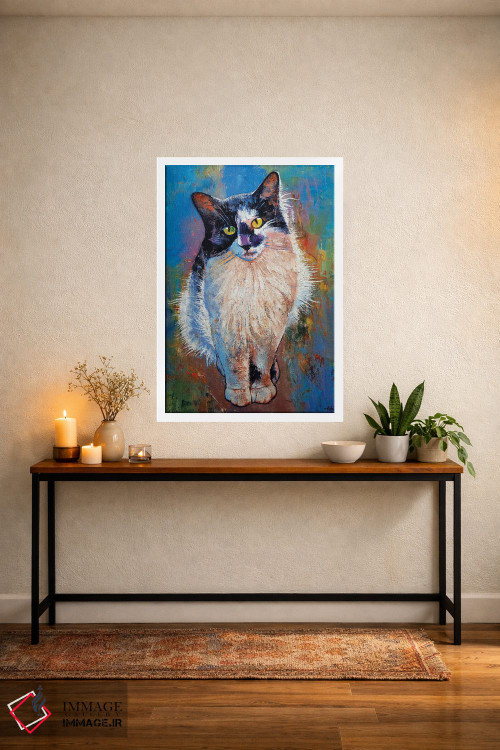 تابلو دکوراتیو گربه سیاه و سفید اثر مایکل کریس - D1W
