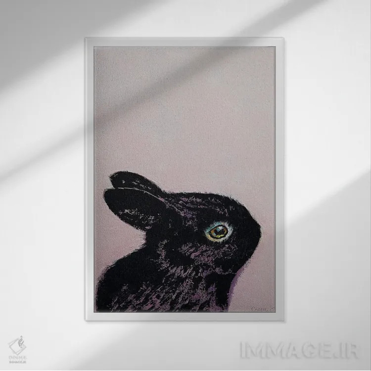 تابلو دکوراتیو خرگوش سیاه اثر مایکل کریس - نمای قابدار سفید