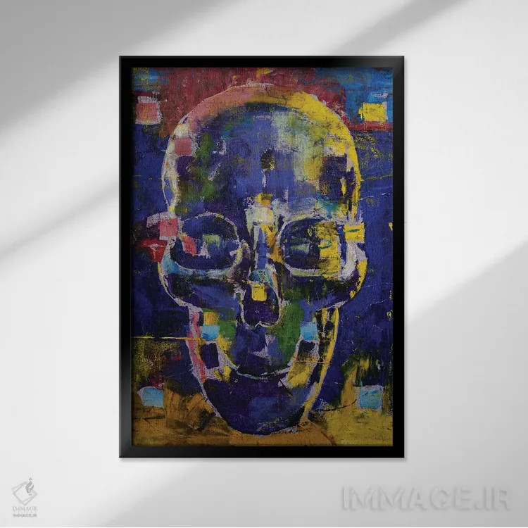تابلو دکوراتیو جمجمه سایبری اثر مایکل کریس - نمای قابدار مشکی