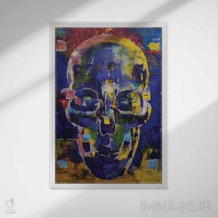 تابلو دکوراتیو جمجمه سایبری اثر مایکل کریس - نمای قابدار سفید
