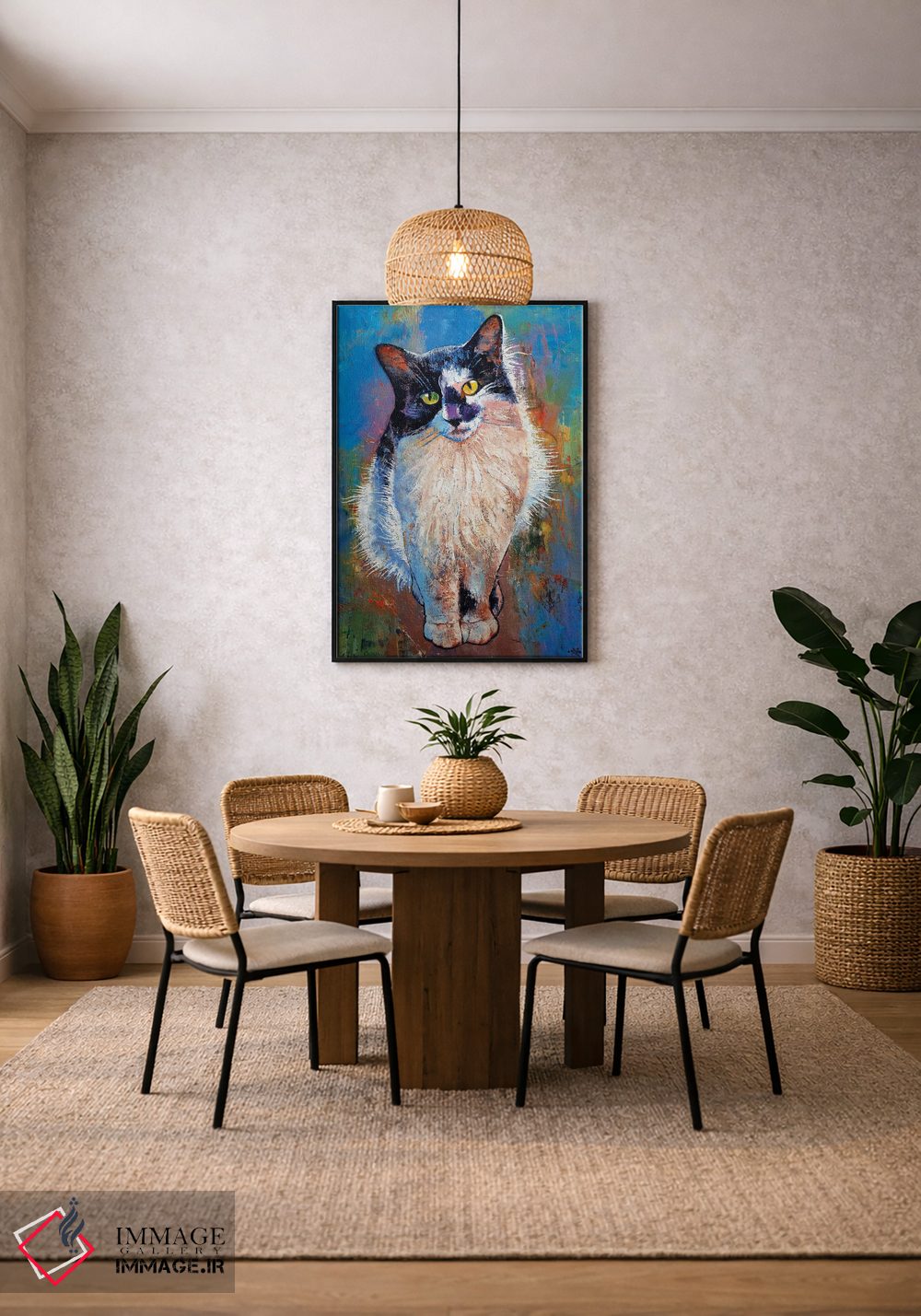 تابلو دکوراتیو گربه سیاه و سفید اثر مایکل کریس - D3B