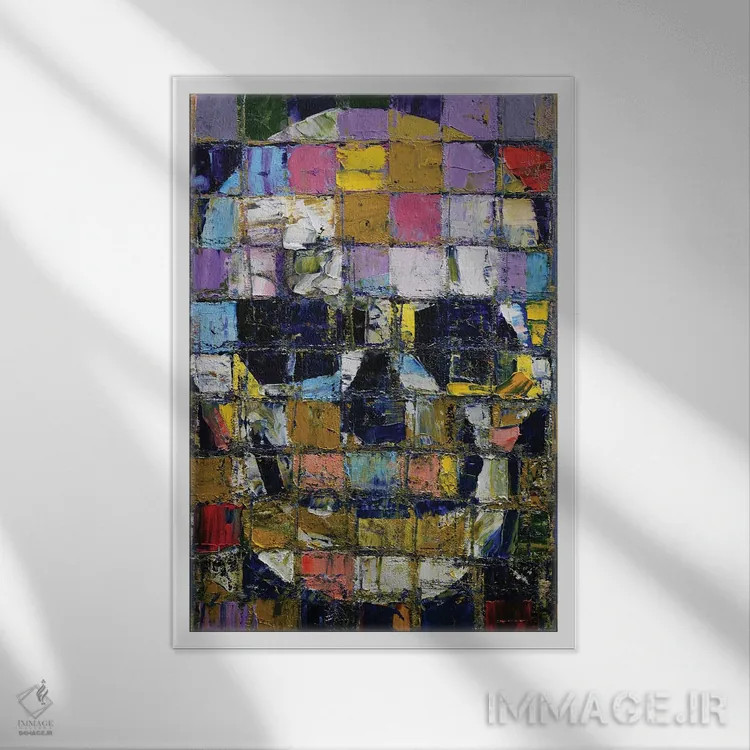 تابلو دکوراتیو جمجمه آزتک اثر مایکل کریس - نمای قابدار سفید