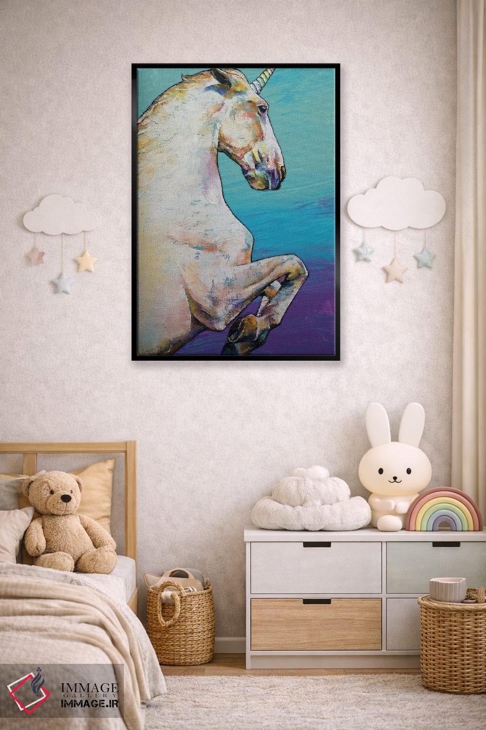 تابلو دکوراتیو تک شاخ سفید اثر مایکل کریس - D5B