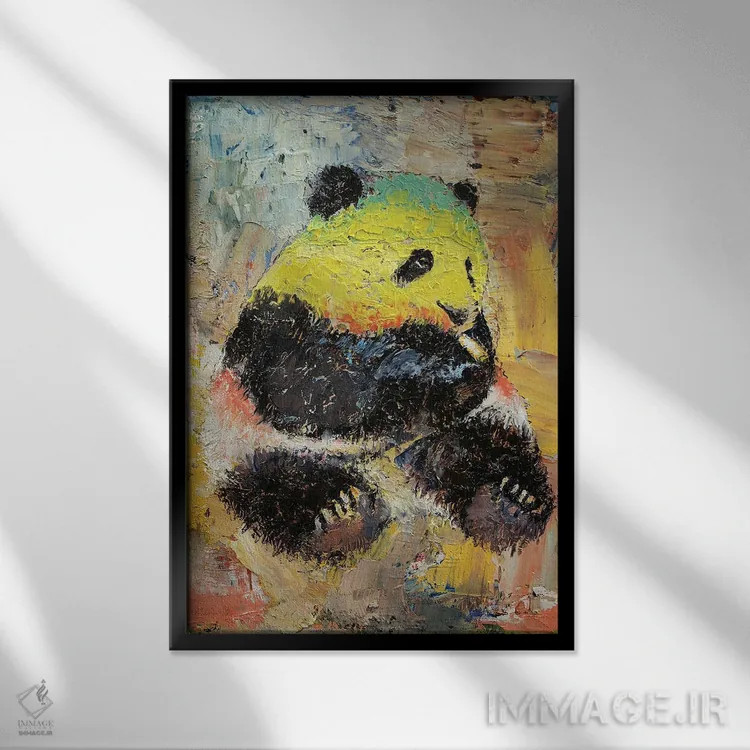 تابلو دکوراتیو پاندای راستافاری اثر مایکل کریس - نمای قابدار مشکی