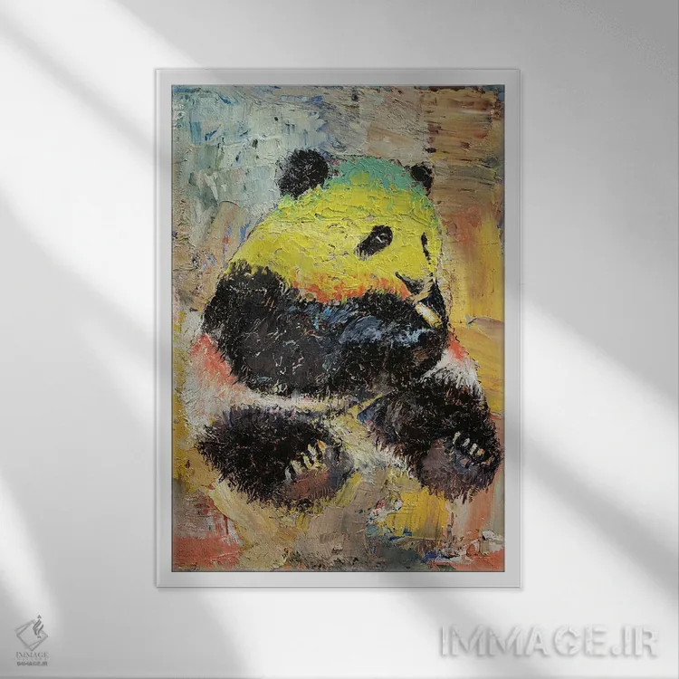 تابلو دکوراتیو پاندای راستافاری اثر مایکل کریس - نمای قابدار سفید