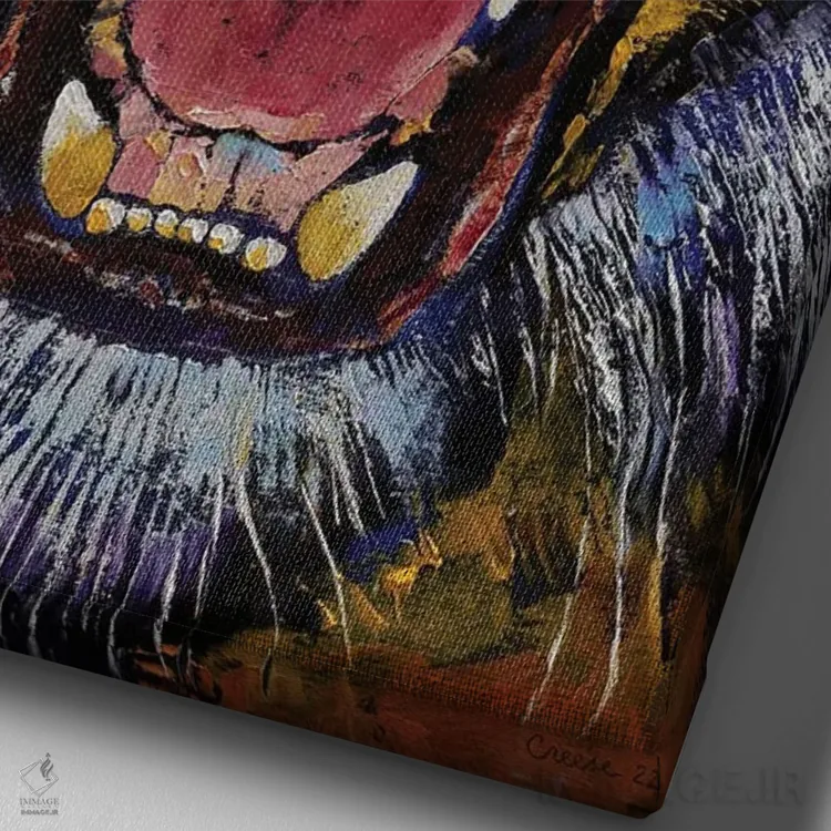 تابلو دکوراتیو سال ببر اثر مایکل کریس - نمای نزدیک بافت بوم