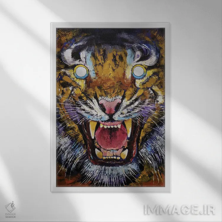 تابلو دکوراتیو سال ببر اثر مایکل کریس - نمای قابدار سفید