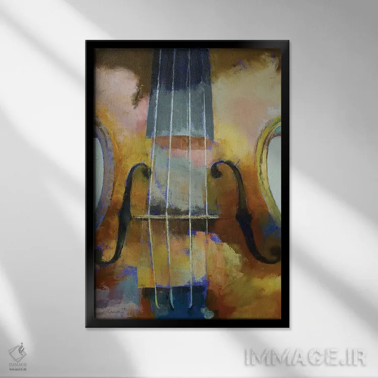 تابلو دکوراتیو نقاشی ویولن اثر مایکل کریس - نمای قابدار مشکی