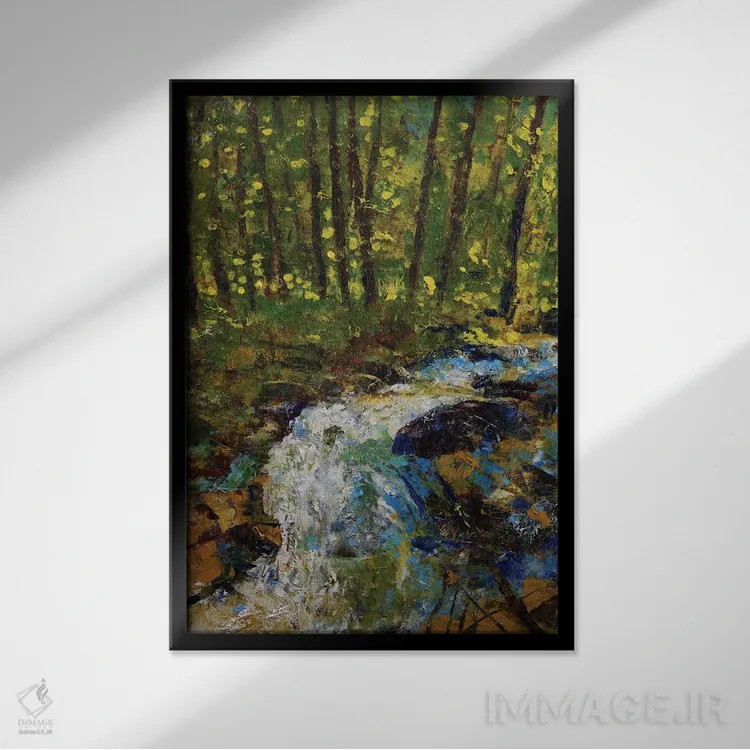 تابلو دکوراتیو جویبار کوهستانی اسموکی اثر مایکل کریس - نمای قابدار مشکی