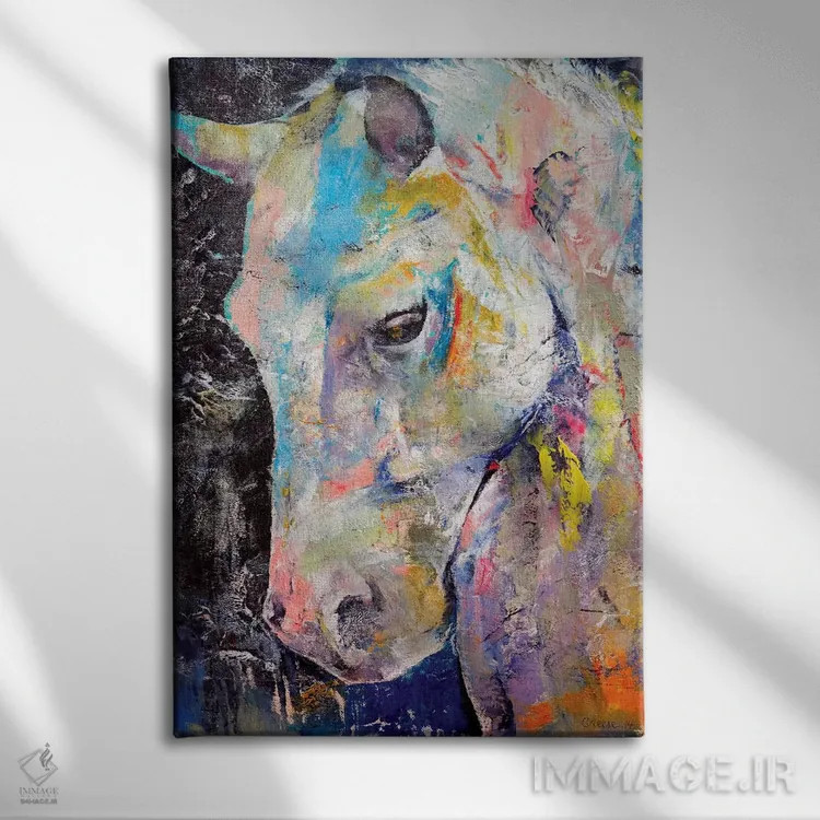 تابلو دکوراتیو اسب با قلب پنهان اثر مایکل کریس - نمای روبهرو روی دیوار